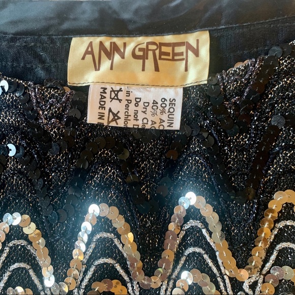 VTG 80’s does 20’s Black & Silver Sequin Party Top - Picture 7 of 9